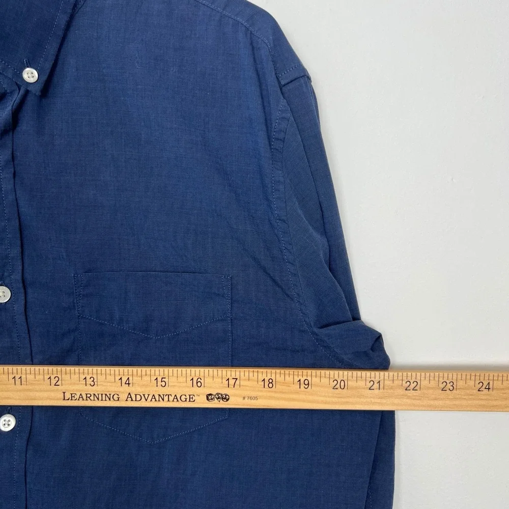 Banana Republic Luxe Stretch Poplin Grant Slim Fit Button Down Shirt Navy Mens M